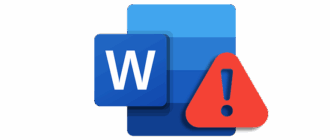 Значок сбоя активации программы Word