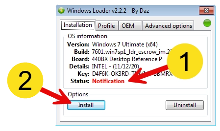 Начало процесса активации Windows 7 x64