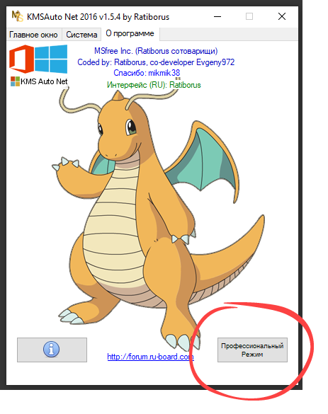Кнопка включения профессионального режима в KMSAuto Net